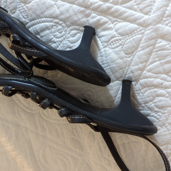 Cinti Italian Black Leather Sandals Size 8 - Picture 2 of 8